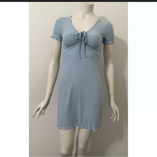 Vintage Pale Blue Short Sleeve Mini Dress - Size Small (BP)