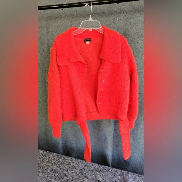 Vintage Bel-Air Estate Sale Find | Bright Red Knit Cardigan - Size 10