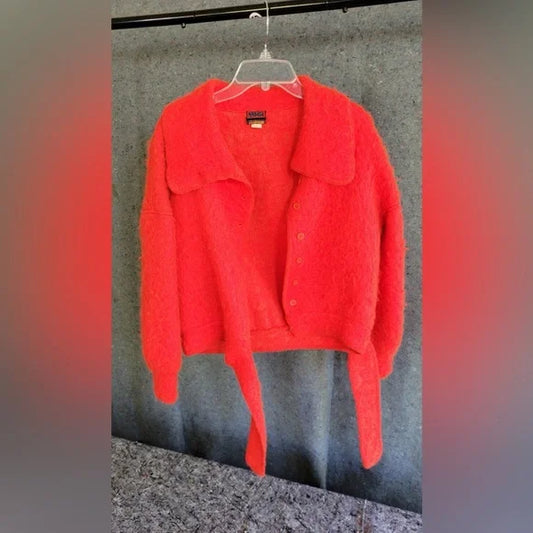 Vintage Bel-Air Estate Sale Find | Bright Red Knit Cardigan - Size 10