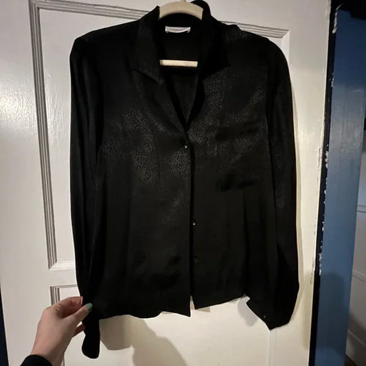 Anine Bing Black Button-Down Shirt – Size XS | 100% Viscose